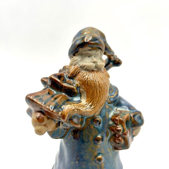 Handmade Glazed Stoneware Old World Santa Figurine 7" - Picture 6 of 8
